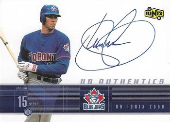 2000 UD Ionix - UD Authentics #SG Shawn Green  Front