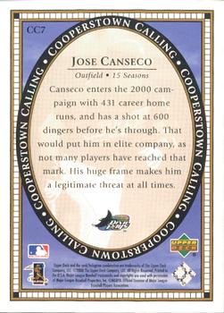 2000 Upper Deck - Cooperstown Calling #CC7 Jose Canseco  Back