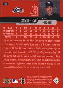 2000 Upper Deck - UD Exclusives Silver #420 John Snyder  Back
