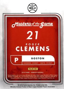 2016 Donruss - Masters of the Game #MG-2 Roger Clemens Back
