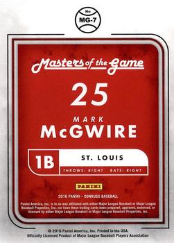 2016 Donruss - Masters of the Game #MG-7 Mark McGwire Back