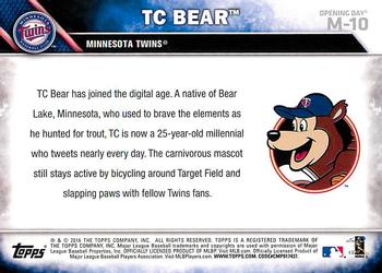 2016 Topps Opening Day - Mascots #M-10 TC Bear Back