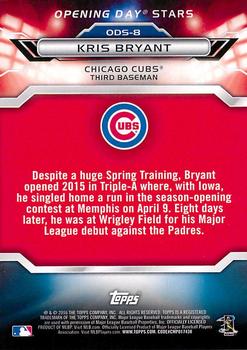 2016 Topps Opening Day - Opening Day Stars #ODS-8 Kris Bryant Back