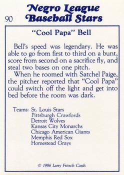 1986 Fritsch Negro League Baseball Stars #90 Cool Papa Bell Back