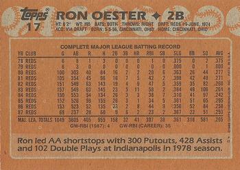 1988 Topps #17 Ron Oester Back