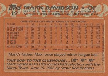 1988 Topps #19 Mark Davidson Back