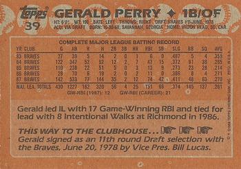 1988 Topps #39 Gerald Perry Back