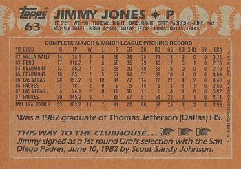 1988 Topps #63 Jimmy Jones Back