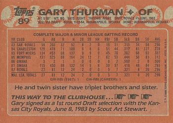 1988 Topps #89 Gary Thurman Back