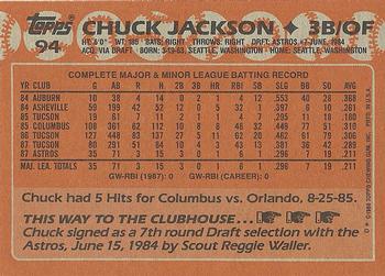 1988 Topps #94 Chuck Jackson Back