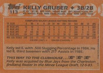 1988 Topps #113 Kelly Gruber Back