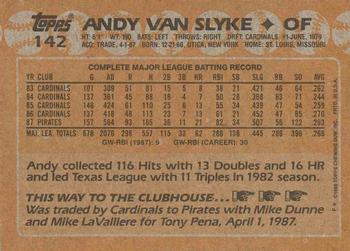 1988 Topps #142 Andy Van Slyke Back