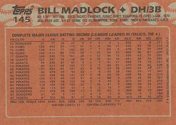 1988 Topps #145 Bill Madlock Back