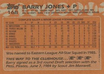 1988 Topps #168 Barry Jones Back