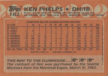 1988 Topps #182 Ken Phelps Back