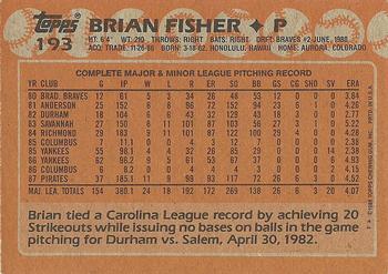 1988 Topps #193 Brian Fisher Back