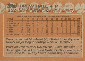 1988 Topps #262 Drew Hall Back