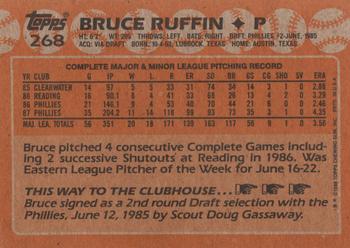 1988 Topps #268 Bruce Ruffin Back