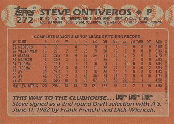 1988 Topps #272 Steve Ontiveros Back
