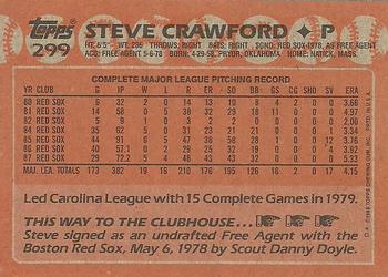 1988 Topps #299 Steve Crawford Back