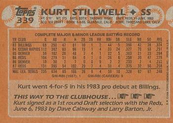 1988 Topps #339 Kurt Stillwell Back