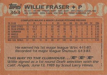 1988 Topps #363 Willie Fraser Back