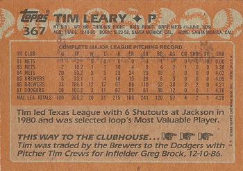 1988 Topps #367 Tim Leary Back