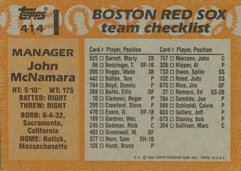 1988 Topps #414 John McNamara Back