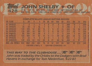 1988 Topps #428 John Shelby Back
