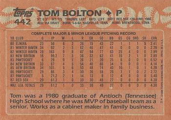 1988 Topps #442 Tom Bolton Back