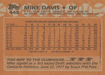 1988 Topps #448 Mike Davis Back