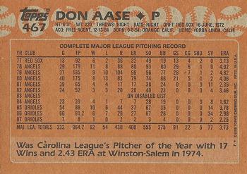 1988 Topps #467 Don Aase Back