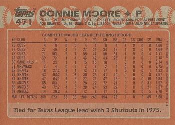 1988 Topps #471 Donnie Moore Back