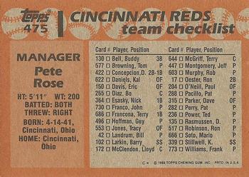 1988 Topps #475 Pete Rose Back