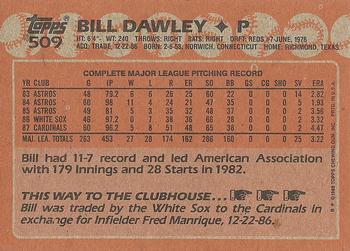 1988 Topps #509 Bill Dawley Back