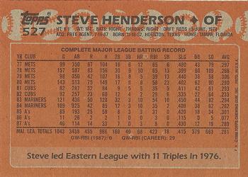 1988 Topps #527 Steve Henderson Back
