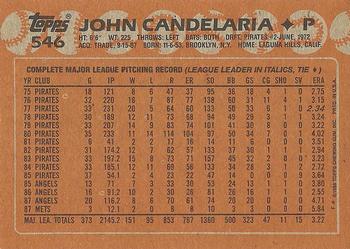 1988 Topps #546 John Candelaria Back