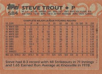 1988 Topps #584 Steve Trout Back