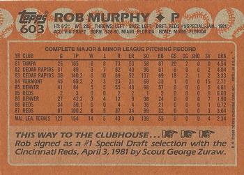 1988 Topps #603 Rob Murphy Back