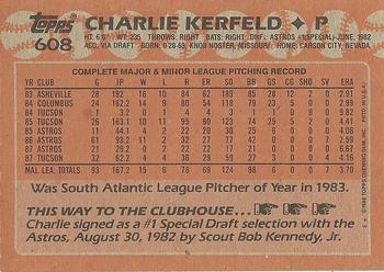 1988 Topps #608 Charlie Kerfeld Back
