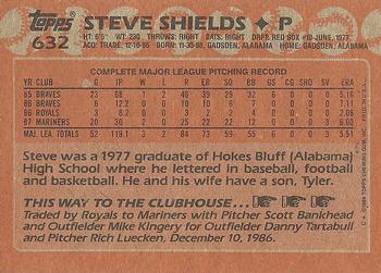 1988 Topps #632 Steve Shields Back