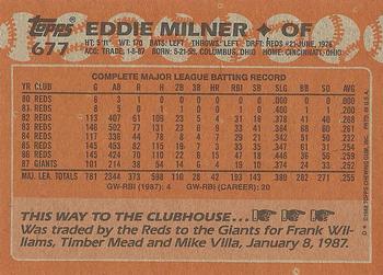 1988 Topps #677 Eddie Milner Back
