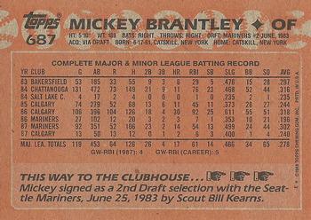 1988 Topps #687 Mickey Brantley Back