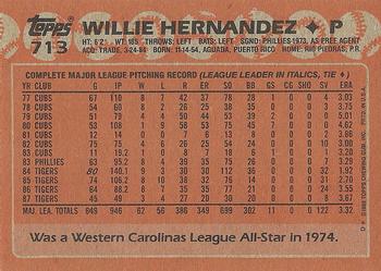 1988 Topps #713 Willie Hernandez Back