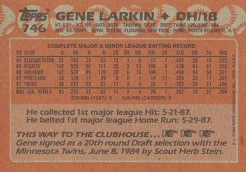 1988 Topps #746 Gene Larkin Back
