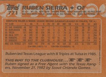 1988 Topps #771 Ruben Sierra Back