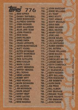 1988 Topps #776 Checklist: 661-792 Back