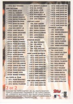 2000 Topps - Checklists Series 2 Green #2 Checklist 2 of 2: 446-479 and Inserts Back