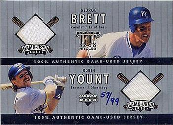 2000 Upper Deck HoloGrFX - A Piece of History 3000 Hit Club: George Brett / Robin Yount #BY-J George Brett / Robin Yount Front