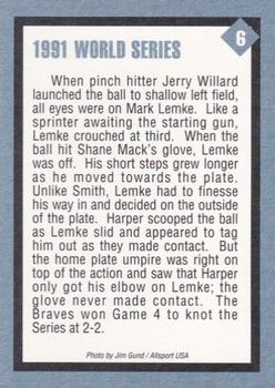 1991 Tuff Stuff 1991 World Series #6 Mark Lemke / Brian Harper Back